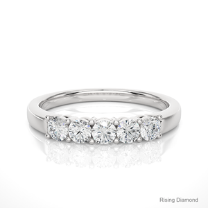 0.52 CTW Round Cut Lab Grown Diamond Half Eternity Set CVD Wedding <b>Band</b> Rose Gold Anniversary Gift <b>Rings</b> - Product Image 5