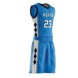 Uniforme de basket-ball réversible à col rond le plus vendu pour hommes Polyester sur mesure grande taille imprimé nom du joueur conception sans manches - Product Image 6