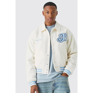 High Quality Wool Varsity Bomber <b>Jacket</b> Custom Embroidery Chenille <b>Patches</b> Plus Size Streetwear for College Baseball Winter - Product Image 1