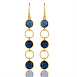 Hydro Sapphire-pendientes de plata de ley 925 con gema redonda, novedad - Product Image 1