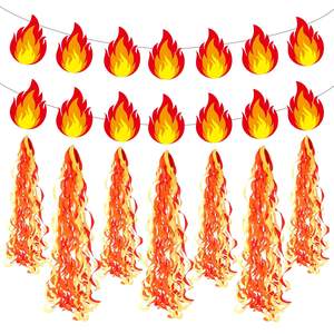 Guirnalda de Papel con Diseño de <span class=keywords><strong>Bombero</strong></span>, Serpentinas Colgantes con Forma de Llama, Accesorios para Cabina de Fotos, Recuerdos para Reuniones, Celebraciones y Decoración - Product Image 3