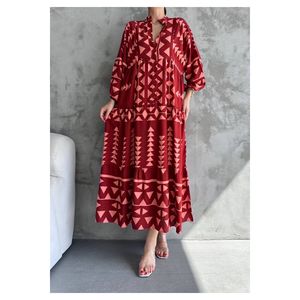 Abito modesto oversize dominante con motivo a bottone colletto - Product Image 3