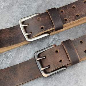 Cinturón de cuero auténtico de estilo vintage para hombre, cinturón informal para uso diario, hebilla clásica, cinturón de cuero genuino para hombre, cinturón elegante para la cintura - Product Image 2