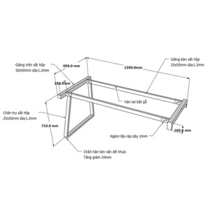 Trapez II Concept 140x70cm Industrial Design Table with Assembled <b>Cabinet</b> Legs HCTH020 - Product Image 3