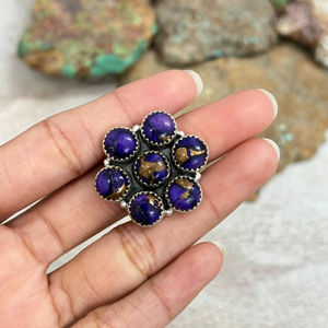 แหวน dahilia Boho ทำด้วยมือ925เงินสเตอร์ลิงสีม่วงและของขวัญที่น่าดึงดูด - Product Image 1