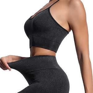 Ensemble de yoga pour femmes à haute élasticité avec soutien-gorge et short élastiques, ensemble de yoga tendance à la vente, avec taille élastique - Product Image 5