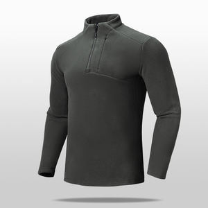 Jersey de manga larga con cremallera de cuarto en blanco pesado para hombre, logotipo personalizado, Top deportivo activo de secado rápido para correr con forro de invierno 330G - Product Image 6