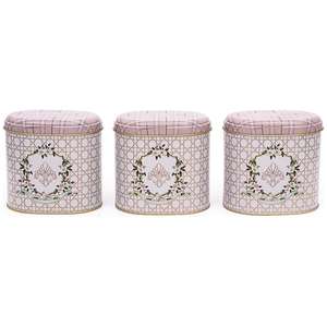 ชุดกล่องเก็บโลหะรูปไข่ขนาด140x120x130มม. 1.4L (ชุด3ชิ้น) ลายเป็นสีดอกกุหลาบ - Product Image 1