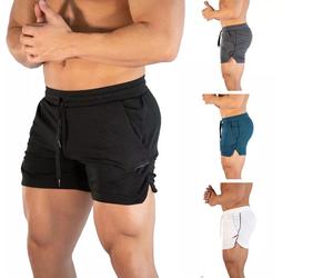 Pantalones cortos deportivos High Street para hombre 2023, logotipo impreso personalizado, sublimación, 100% algodón, patrón sólido no tejido, pantalones cortos de malla de poliéster - Product Image 1