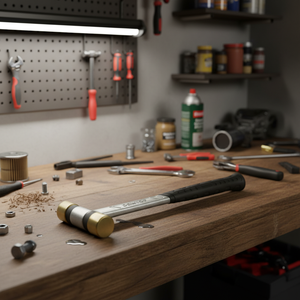 Martillo amortiguador doble (goma + cobre) de grado DIY, chapado en zinc, DIA 35x350mm - Product Image 1