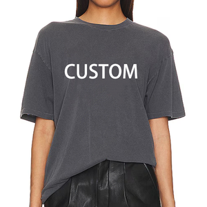 Summer New Blank 100% Cotton Washed Custom High Quality Acid Wash Streetwear Regular Fit <b>T</b>-<b>shirt</b> Hole Button Appliques Women - Product Image 1