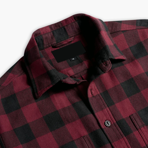 Good Quality <b>Men's</b> Flannel <b>Shirts</b> Regular Fit <b>Pocket</b> Maroon And Black Box Comfortable Plain Flannel <b>Shirts</b> For Youth - Product Image 4