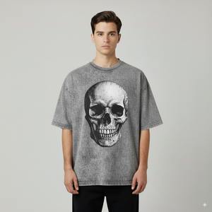 Camiseta de punto personalizada ropa de calle con estampado gráfico Vintage Hip Hop de gran tamaño para hombres al por mayor peso pesado 100% algodón camiseta polar - Product Image 6