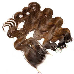 Paquetes de color de punta ondulada de cuerpo de cabello crudo de alta calidad con cierre para hacer pelucas de cabello vietnamita real - Product Image 1
