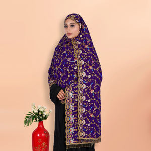 Hiyab de Georgette de Lujo para Mujer con Bordado Intenso y Trabajo de Lentejuelas con Cuentas, Borde de Encaje Latkan para Uso Festivo - Product Image 4