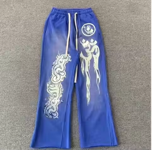 กางเกงแทร็คผู้ชายหรูหรา OEM ระบายอากาศได้ดี ปักลาย ออกแบบเองได้ ใส่ได้ทั้งชายและหญิง กางเกงวอร์มทรงตรง ล้างสีแบบ Acid Wash สำหรับฤดูใบไม้ร่วง - Product Image 1