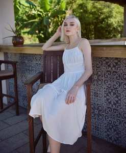 Femmes Vintage-Style Blanc Mini Floral Hors Épaule A-ligne Robe D'été Doux Lin Coton Naturel Taille Lavable pour Décontracté - Product Image 6