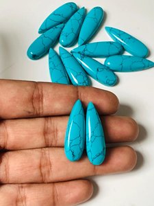 Howlite turquesa suave largo forma de pera piedra preciosa suelta par de piedras naturales para pendientes fabricación de joyas manualidades DIY - Product Image 4