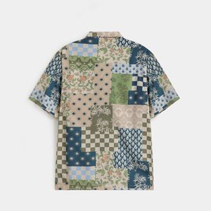 Venta al por mayor de fábrica Oficina para hombre impreso negocios manga corta botón abajo Slim Fit botón camisas Casual - Product Image 6