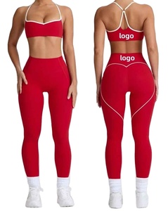 Customized Logo Fitness Yoga Clothes Heart Throb Bra and High-Waist Legging Sportswear 2 Piece Sets - Product Image 1