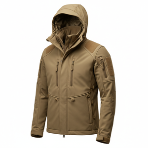 Vente chaude OEM Veste softshell à capuche ajustée pour homme, veste d'hiver chaude, respirante, vêtements d'extérieur pour la marche en plein air, tailles plus grandes - Product Image 1