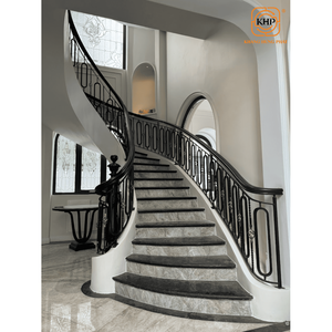 Rampe d'escalier en fer forgé durable KHP, intérieur, fabriqué au Vietnam, acier écologique avec revêtement en poudre, pour une décoration intérieure durable. - Product Image 2