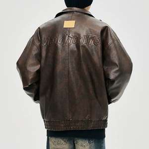 Chaqueta de Cuero PU Casual para Hombre, Nueva, de Alta Calidad, Estilo Urbano, Cuello Alto, para Otoño e Invierno, Estilo Motociclista, Tendencia en Tejidos - Product Image 4