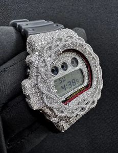 นาฬิกาผู้ชายสไตล์ฮิปฮอปประดับเพชรหรูหราสายนาฬิกาควอทซ์ทำจากแก้วปรับได้ตามต้องการ - Product Image 3