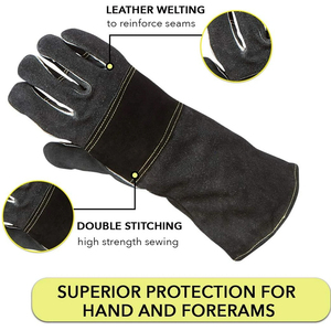 Gants de soudage Tig résistants à la chaleur pour hommes équipement de protection en cuir pour le travail quotidien et cheminée pour le travail Gants de soudage de service OEM - Product Image 4