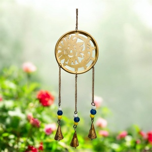 Carillón de viento de latón y hierro hecho a mano, cuentas coloridas, borlas, extraíble, ecológico, duradero, campana colgante, arte moderno, diseño antiguo - Product Image 4