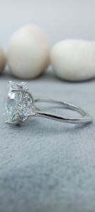 D'vins เครื่องประดับที่ดี14K แข็งสีขาวทอง3CT เพชรรูปไข่สามแหวนหมั้นหินสีขาวแล็บปลูกชุดแต่งงานแหวน - Product Image 2