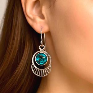 Abalone <b>Earrings</b>, Sterling Silver Paua Shell <b>Dangle</b> Drop Jewelry - Product Image 1
