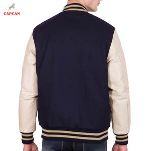 Veste universitaire en cuir premium à texture lisse et coupe confortable, avec col montant, écologique et personnalisable, pour l'hiver - Product Image 2