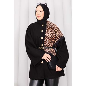เสื้อโค้ทแคชเมียร์สีดำ กระดุมทอง แต่งเอวผ้าทอ สไตล์ฤดูหนาว - Product Image 5