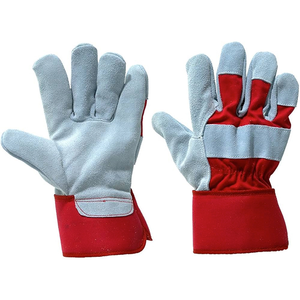 Gants Riger canadiens, paume en cuir de chèvre, dos en jean jaune, retour sur l'index, sangle d'articulation - Product Image 4