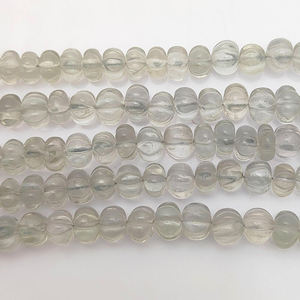 8 pouces de long vert améthyste sculpté citrouille perlée brins fournisseur de pierres précieuses en vrac-perles de melon - Product Image 5