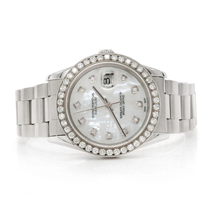 Montre à quartz en acier inoxydable avec cadran en verre et moissanite glacée - Product Image 1