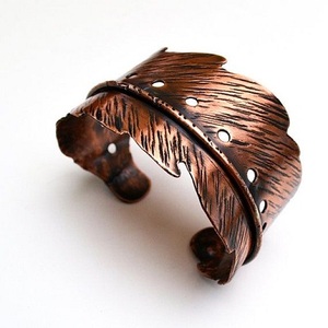 Handcrafted Stylish Copper Fashion Bracelet with Chakra Engraving Wellness and Fashion <b>Jewelry</b> Bangles - Product Image 1