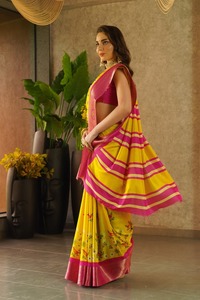 Tissu de soie Dola imprimé numérique Bordure épaisse Saree Blouse très tendance pour les fêtes de mariage Vêtements indiens été - Product Image 2