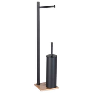 Columna de Baño Gedy TANIA de Bambú y Negro 14x14x63cm con Portaescobillas - Product Image 1
