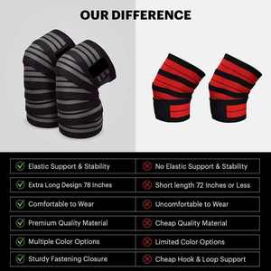 ที่รัดเข่าไนลอนแบบรัดกล้ามเนื้อตัวยาวที่รัดเข่าสำหรับยกน้ำหนักการฝึกเพาะกาย - Product Image 4