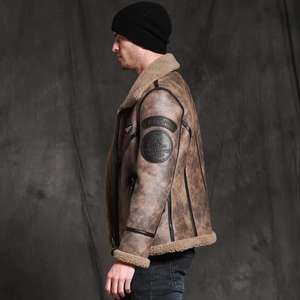 Chaqueta de cuero personalizable para hombre con cuello levantado diseñada profesionalmente para la temporada de invierno Cierre de cremallera Cuero de piel de vaca - Product Image 2