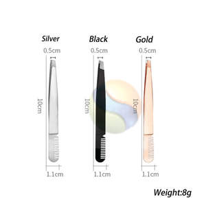 Durable Stainless Steel Eyebrow Comb Tweezers for Makeup Grooming Professional Eyebrow Trimming Comb with Built in Tweezers - Product Image 4