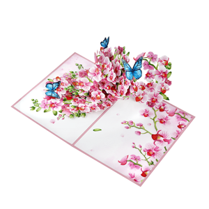Artesanía 3D Pop-up Flores rosas con mariposa Tarjeta de felicitación 15x20 cm Tarjeta de regalo de papel personalizada para madre - Product Image 6