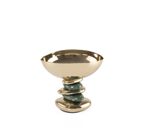 Bol de service jetable en métal et bois pour dattes, finition brillante, moderne, écologique, durable, pour présentation de friandises sur table, idéal pour le Ramadan