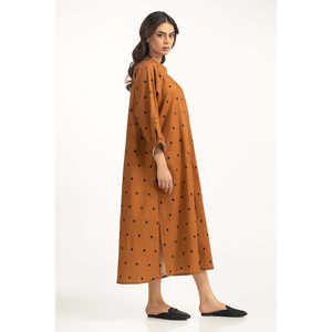 Robe décontractée élégante grande taille WM-DRS-SS25-243 Coupe régulière Col mandarin Respirante Crochetée Fermeture éclair Volants XL pour Fête de Jour - Product Image 5