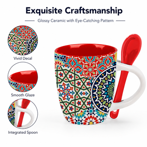 Tazza in Ceramica Personalizzata OEM ODM Stile Marocchino Vintage con Cucchiaio, Souvenir Turistico Design Marocchino, Tazze in Porcellana - Product Image 3