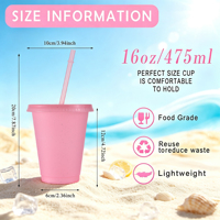 Gobelets en plastique personnalisés de 16 oz avec paillettes colorées, sans BPA, réutilisables, pour café glacé, avec couvercle et paille