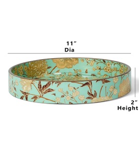 Plateau de service en bois européen fait main de qualité supérieure, écologique, avec motif floral en résine, idéal pour les cadeaux de mariage et de fête (vente en gros) - Product Image 6