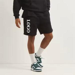 Pantalones cortos deportivos para correr de verano de alta calidad Unisex con logotipo personalizado, pantalones cortos deportivos sólidos de algodón y lana de poliéster en blanco de peso pesado para - Product Image 6